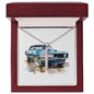 Muscle Car 12 - Stainless Steel Ball Chain Cross Necklace With Mahogany Style Luxury Box