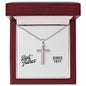 Best Father Since 1977 - Stainless Steel Ball Chain Cross Necklace With Mahogany Style Luxury Box