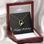 Happy Birthday v2 - 18k Yellow Gold Finish Forever Love Necklace With Mahogany Style Luxury Box