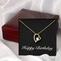 Happy Birthday v2 - 18k Yellow Gold Finish Forever Love Necklace With Mahogany Style Luxury Box
