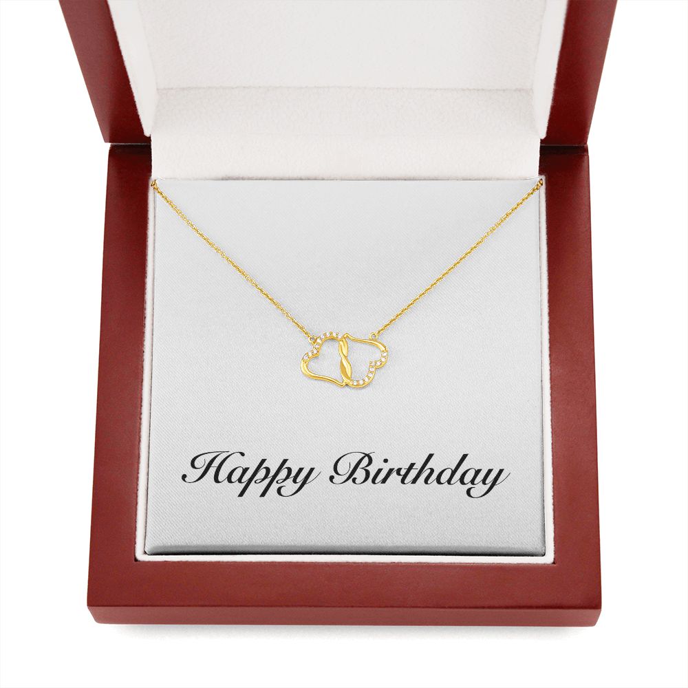 Happy Birthday - 10k Solid Gold and Single Cut Diamonds Everlasting Love Necklace