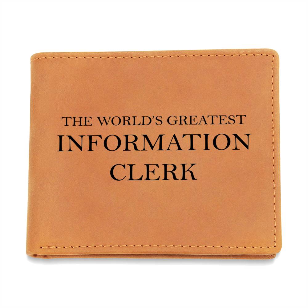 World's Greatest Information Clerk - Leather Wallet