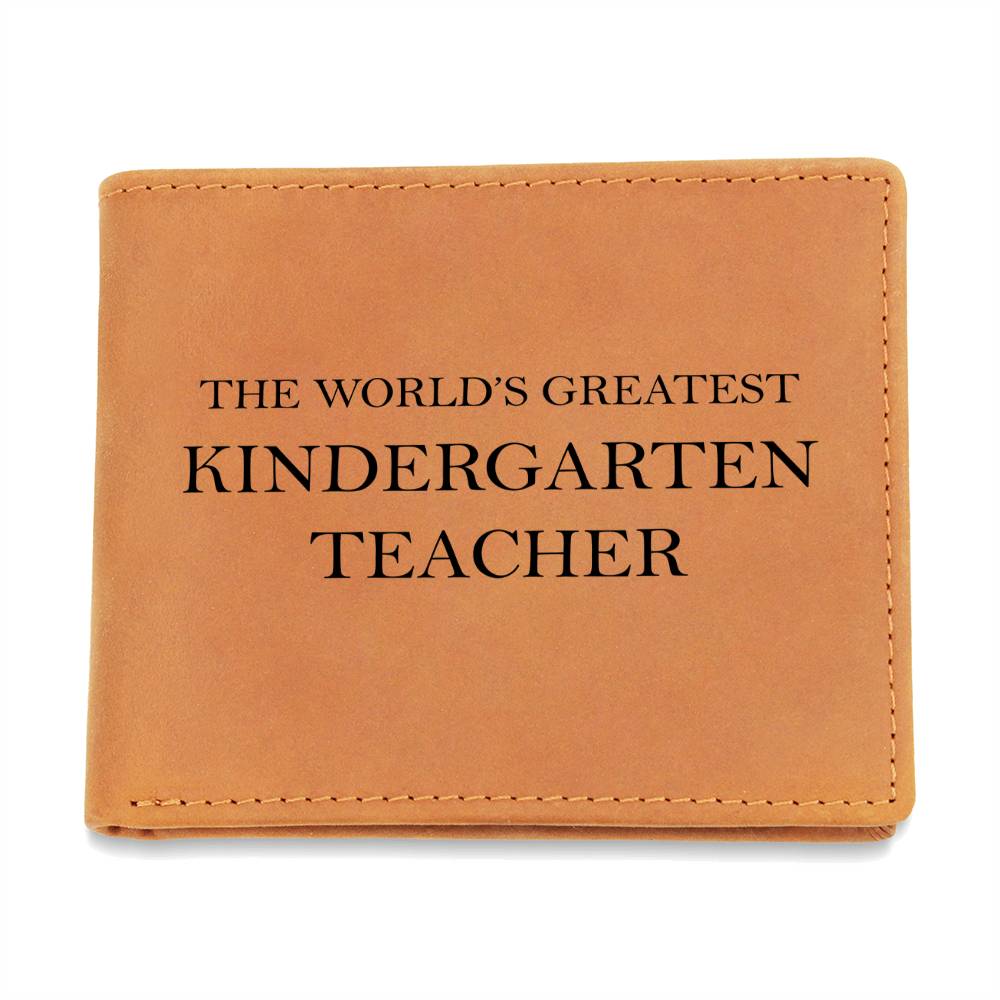 World's Greatest Kindergarten Teacher - Leather Wallet