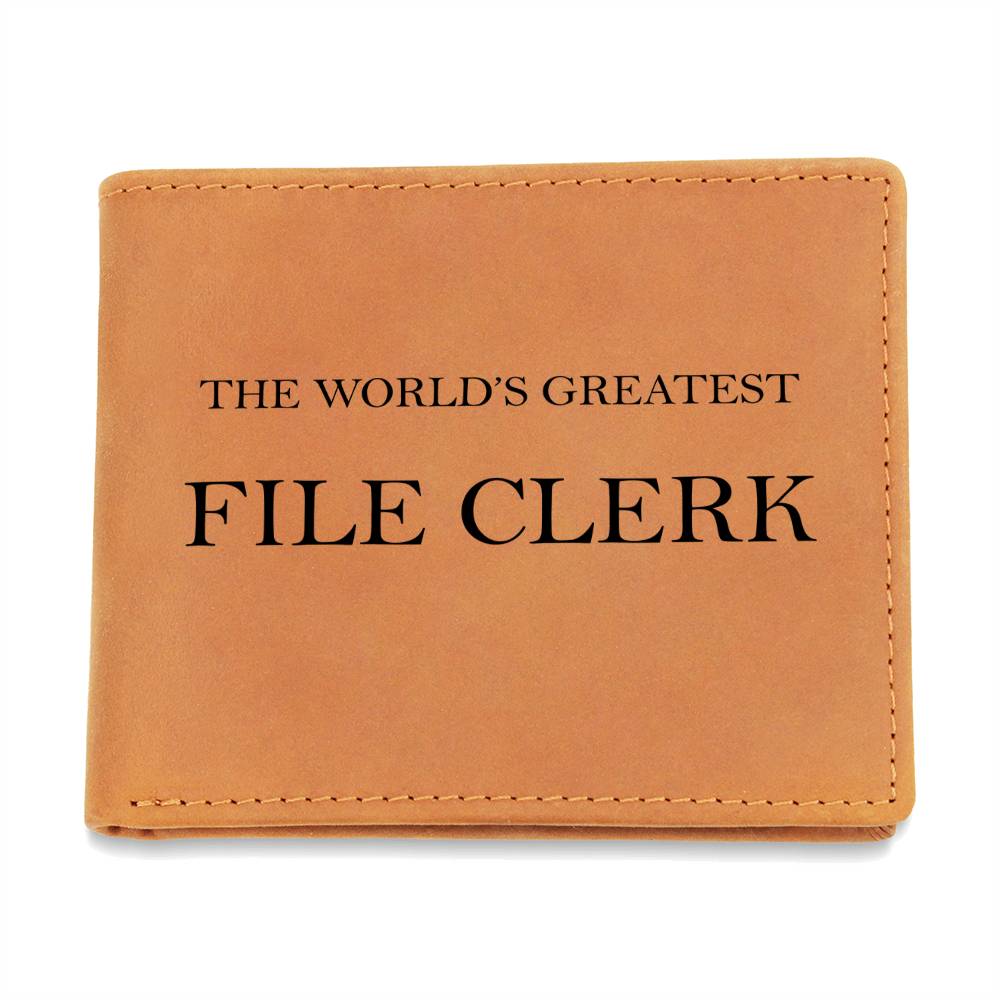 World's Greatest File Clerk - Leather Wallet