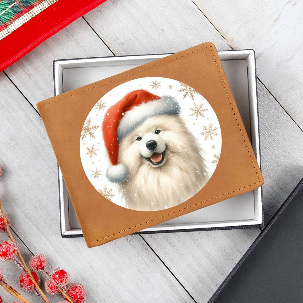 Christmas Dog - Samoyed - Leather Wallet