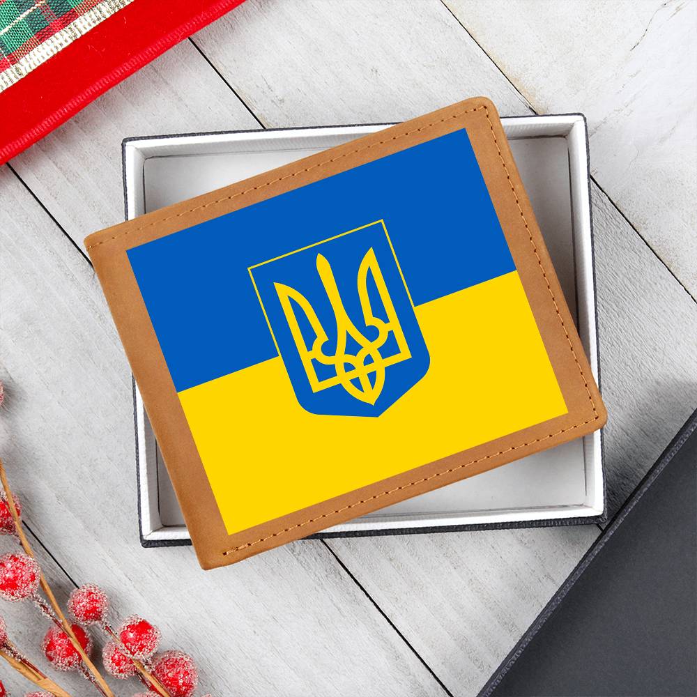 Tryzub And Flag Of Ukraine - Leather Wallet