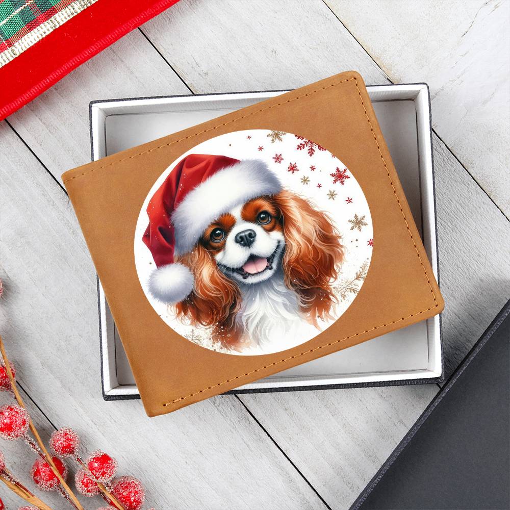 Christmas Dog - Cavalier King Charles Spaniel - Leather Wallet