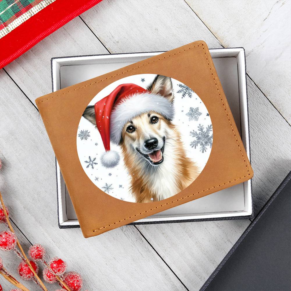 Christmas Dog - Portuguese Podengo Pequeno - Leather Wallet