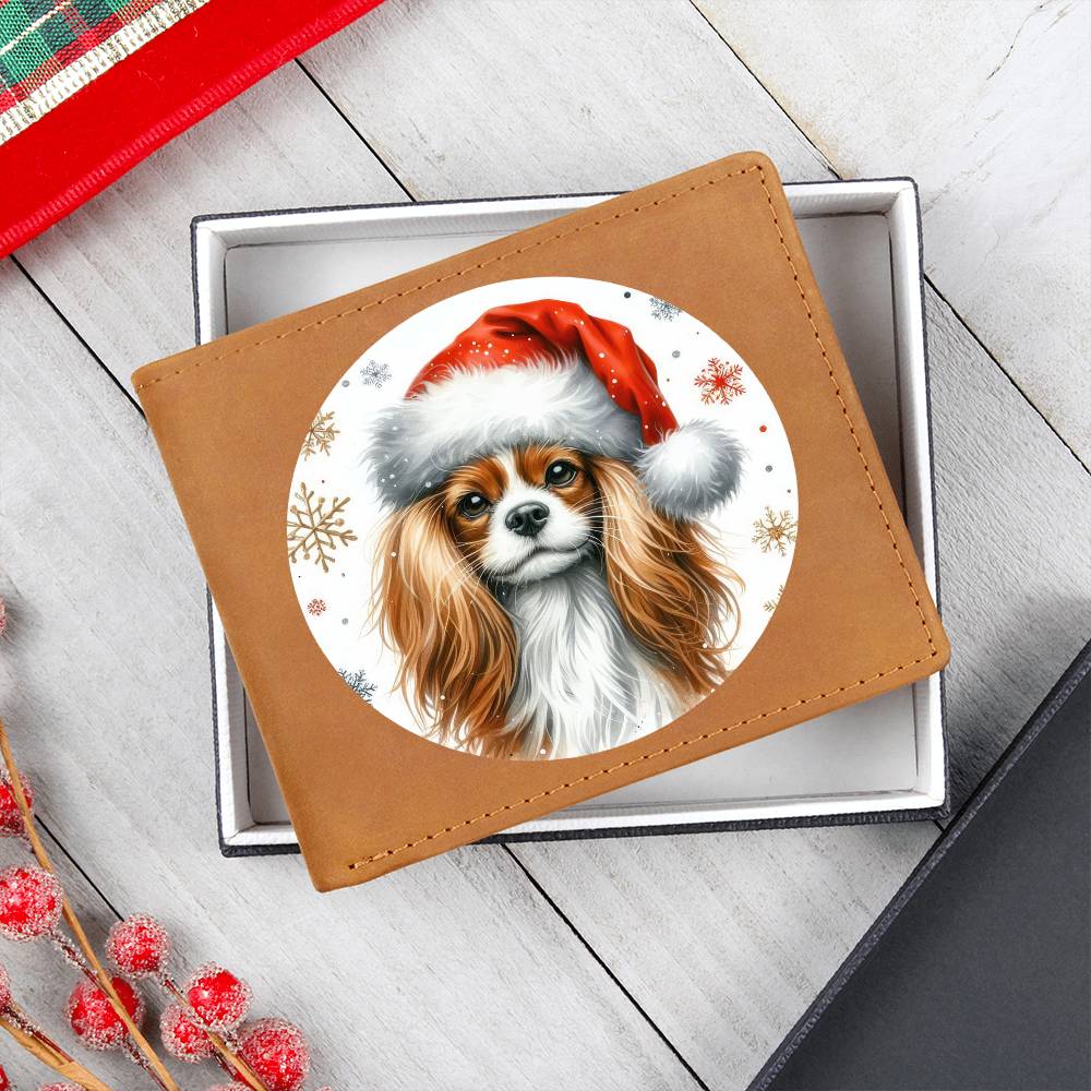 Christmas Dog - English Toy Spaniel - Leather Wallet