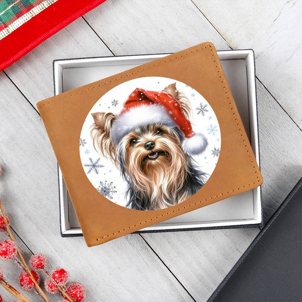 Christmas Dog - Yorkshire Terrier - Leather Wallet