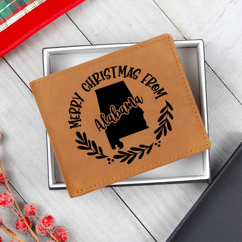 Merry Christmas From Alabama - Leather Wallet