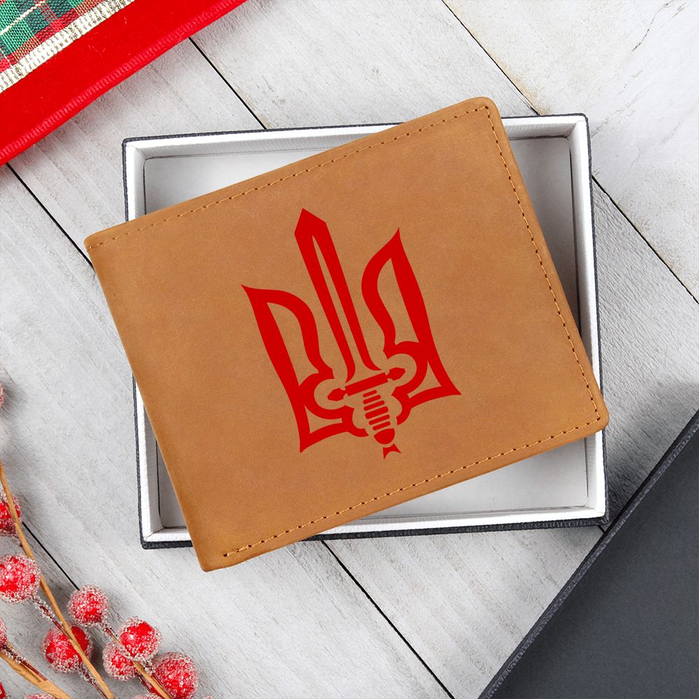 Stylized Tryzub (Red) - Leather Wallet
