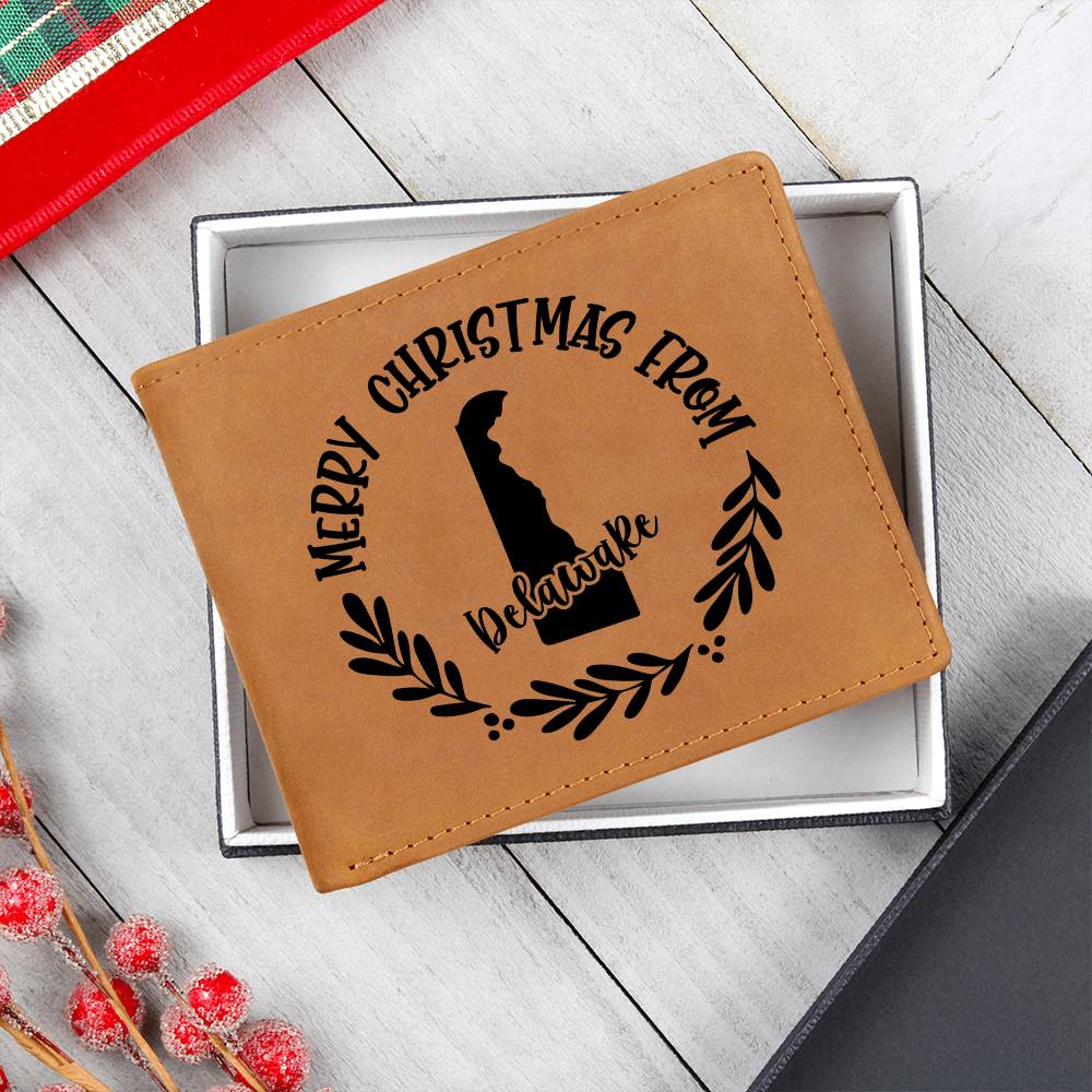 Merry Christmas From Delaware - Leather Wallet
