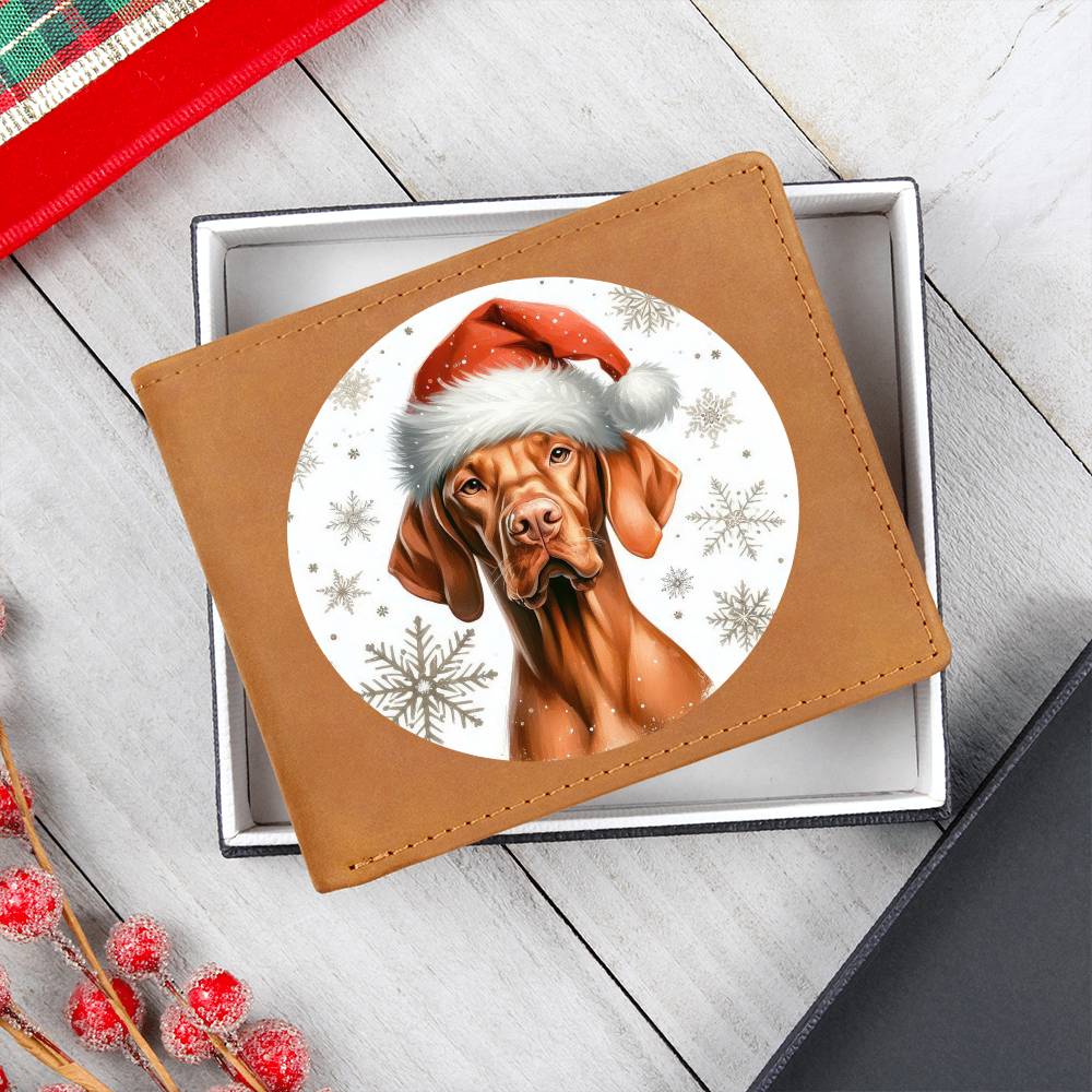 Christmas Dog - Vizsla - Leather Wallet