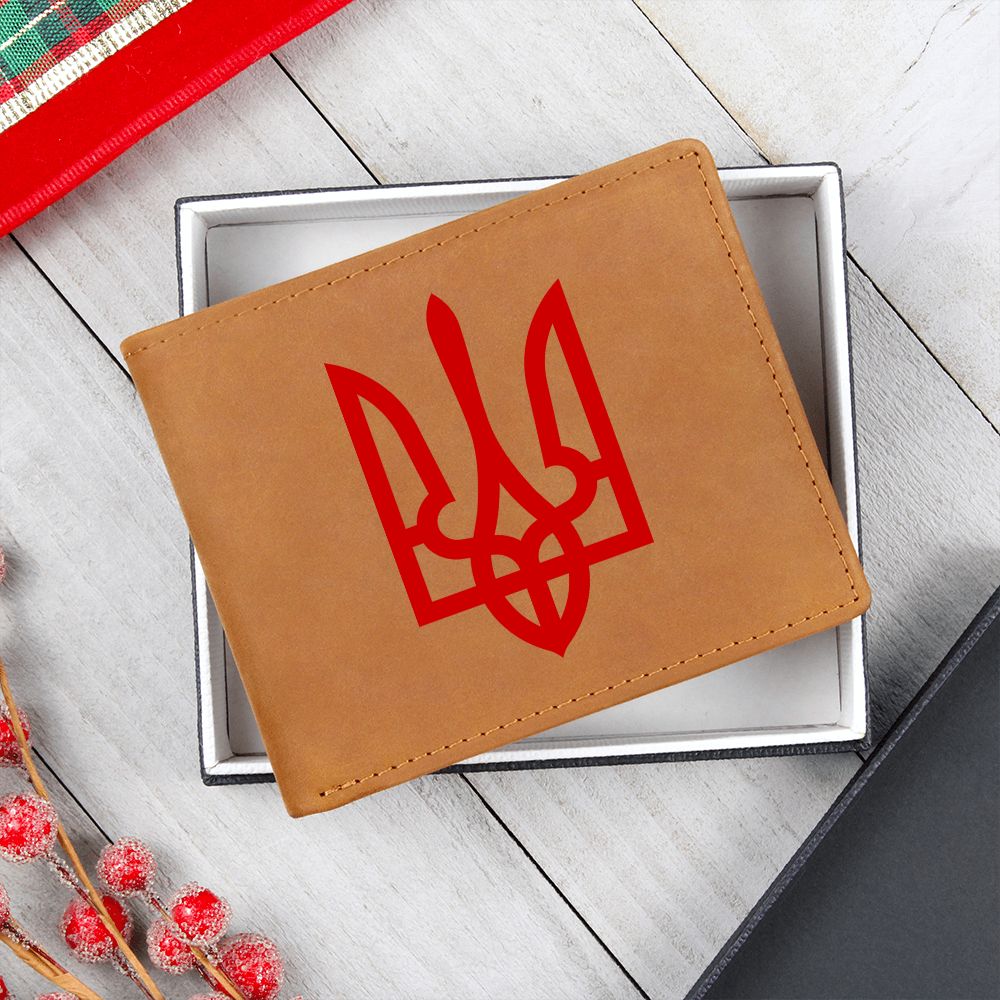 Tryzub (Red) - Leather Wallet
