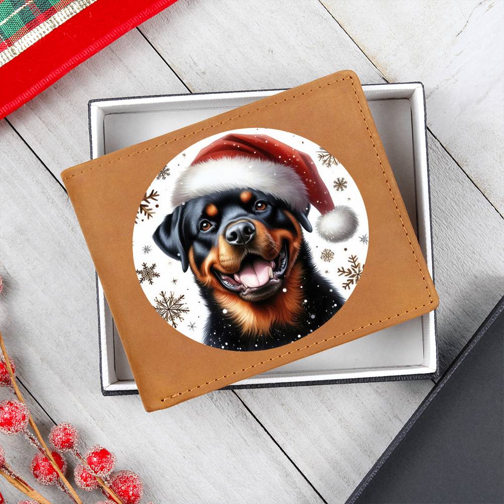 Christmas Dog - Rottweiler - Leather Wallet