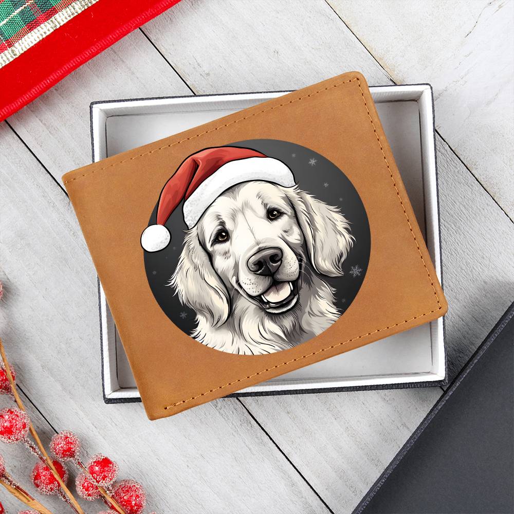 Dog Stained Glass Christmas Design 013 - Leather Wallet