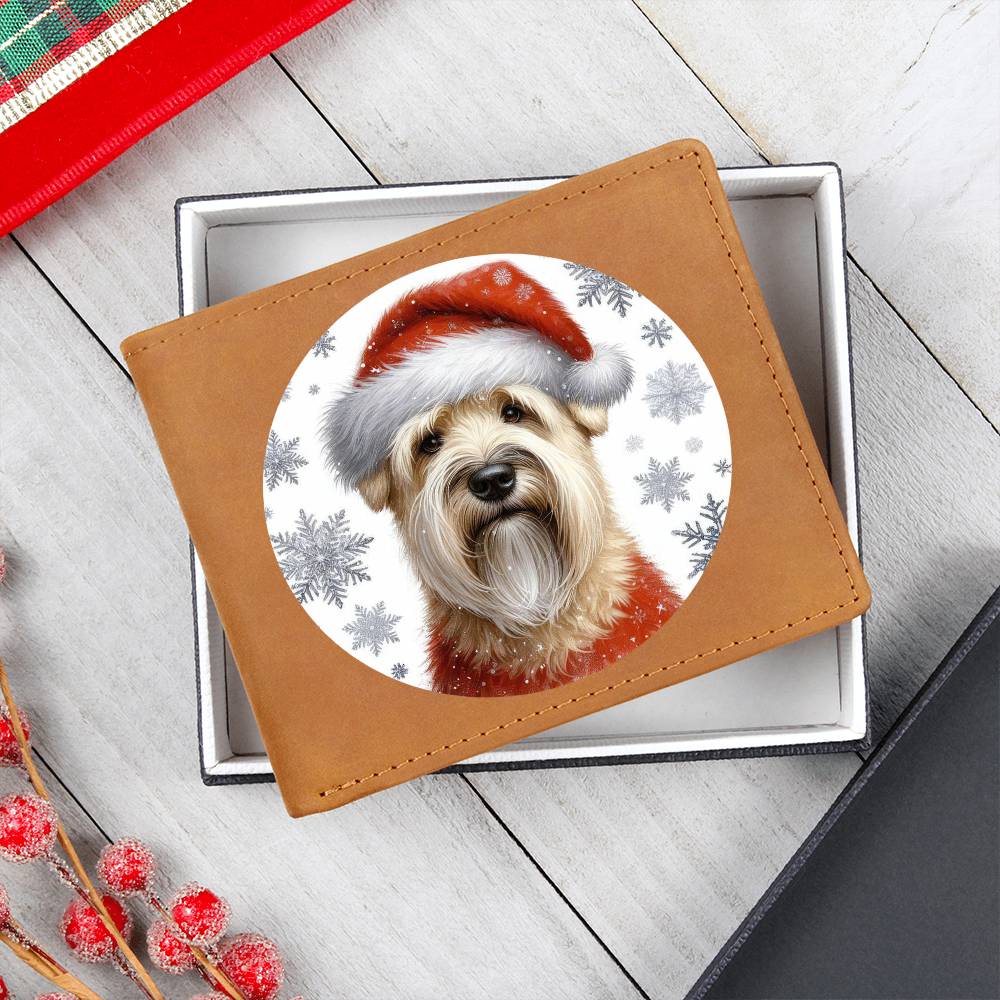 Christmas Dog - Soft Coated Wheaten Terrier - Leather Wallet