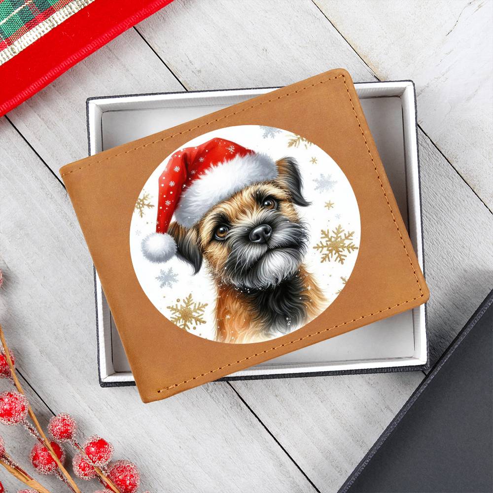 Christmas Dog - Border Terrier - Leather Wallet