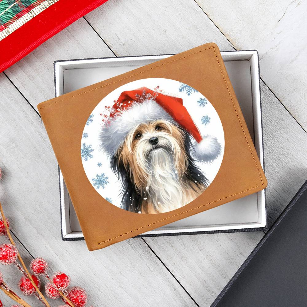 Christmas Dog - Tibetan Terrier - Leather Wallet