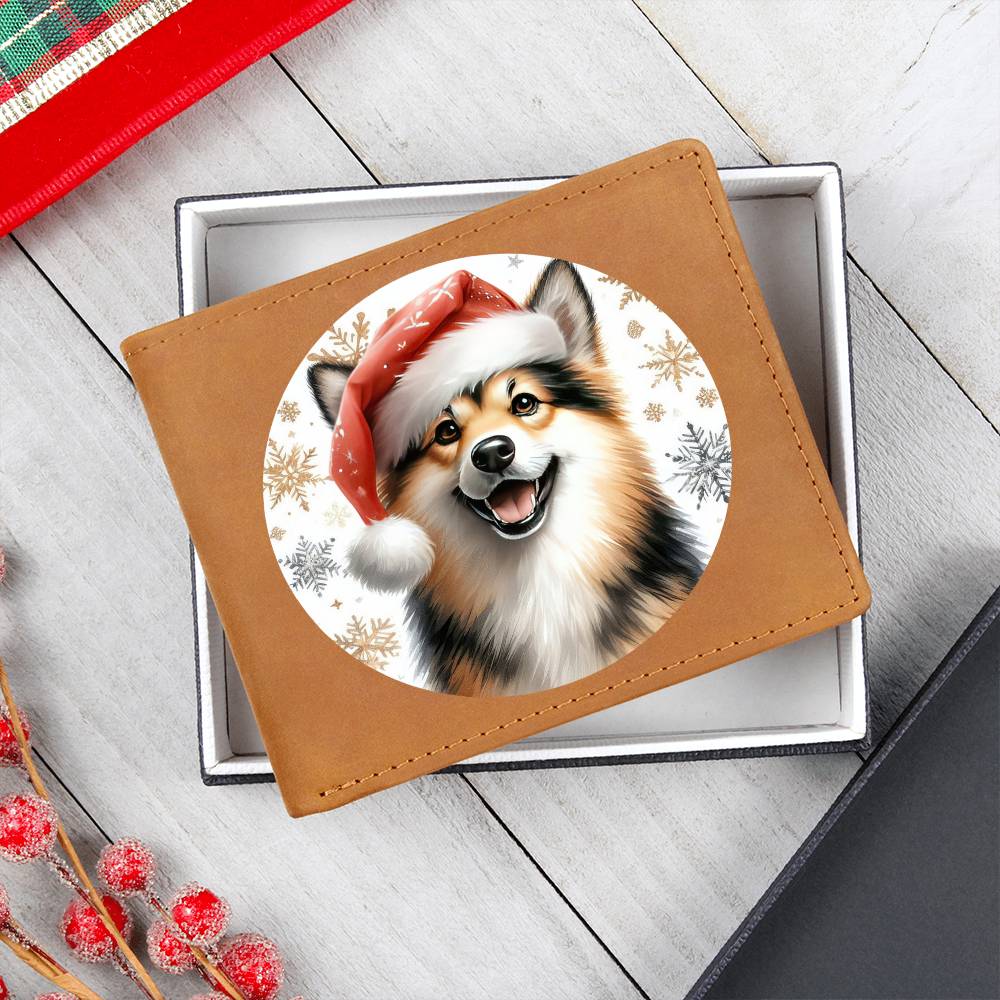 Christmas Dog - Norwegian Buhund - Leather Wallet
