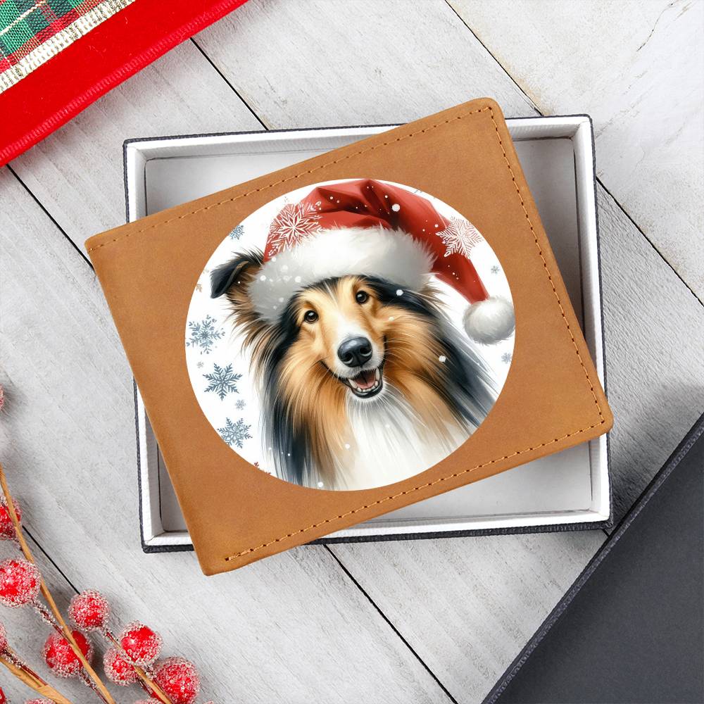 Christmas Dog - Collie - Leather Wallet