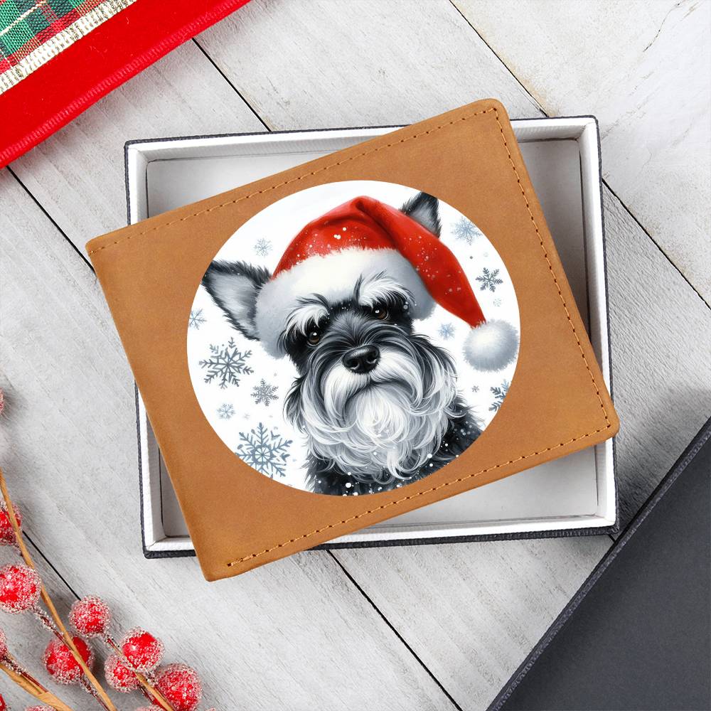 Christmas Dog - Miniature Schnauzer - Leather Wallet