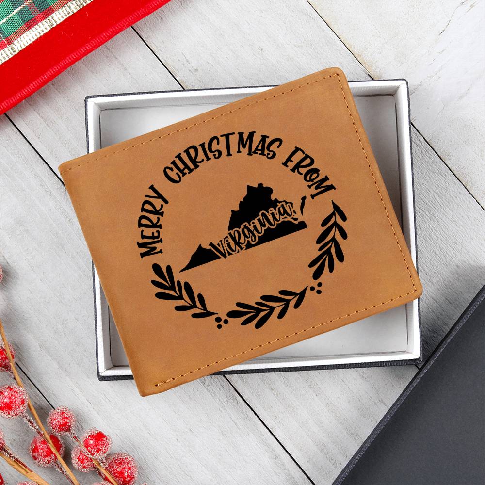 Merry Christmas From Virginia - Leather Wallet