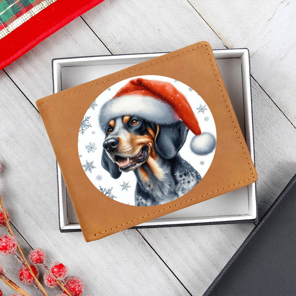 Christmas Dog - Bluetick Coonhound - Leather Wallet