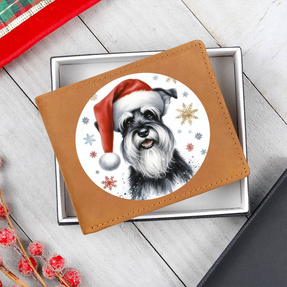 Christmas Dog - Standard Schnauzer - Leather Wallet