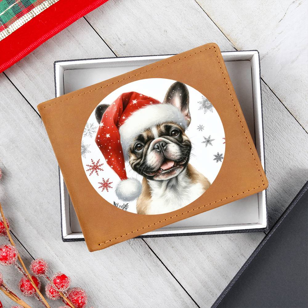 Christmas Dog - French Bulldog - Leather Wallet