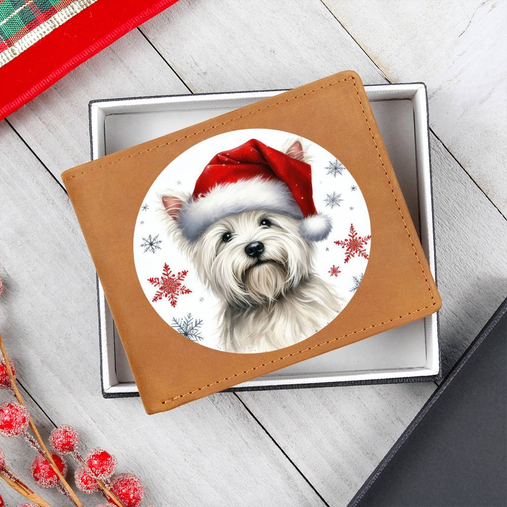 Christmas Dog - West Highland White Terrier - Leather Wallet