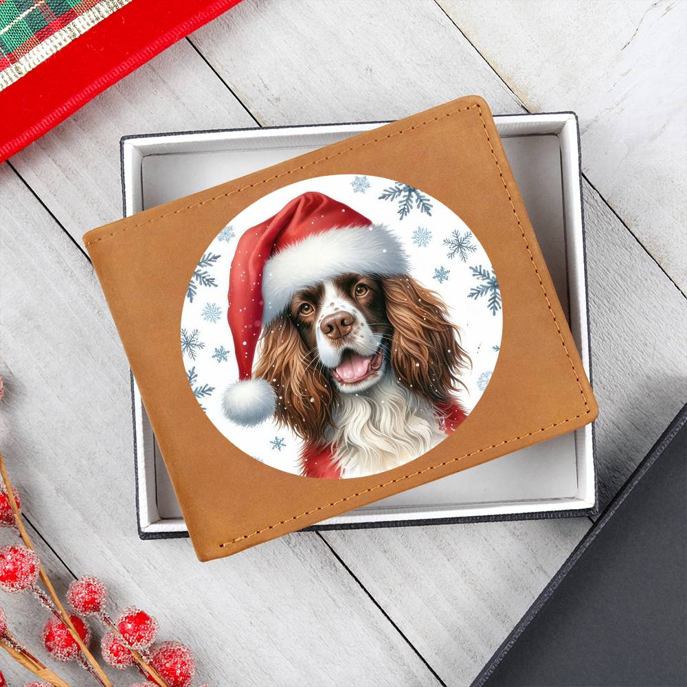 Christmas Dog - English Springer Spaniel - Leather Wallet