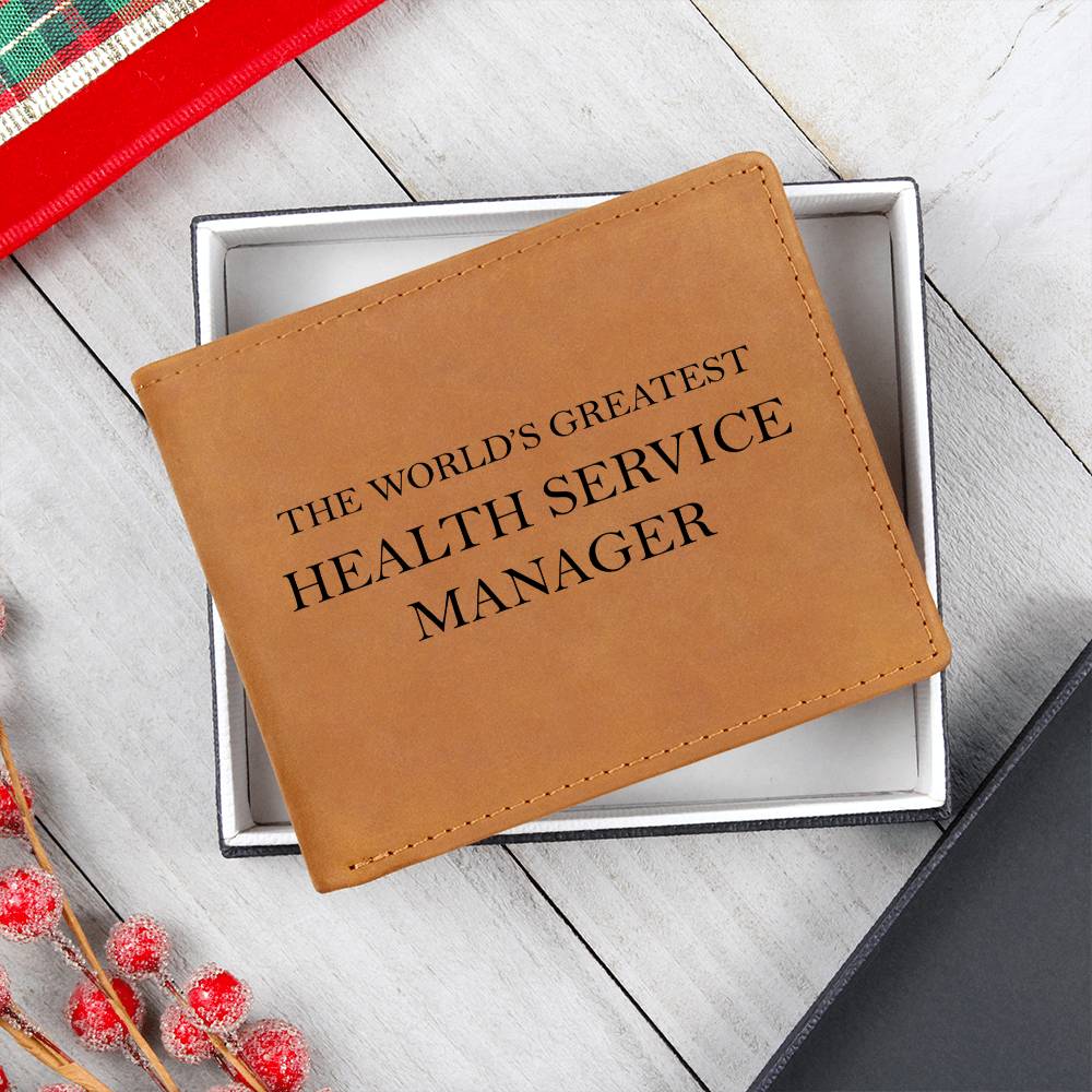 World's Greatest Health Service Manager - Leather Wallet