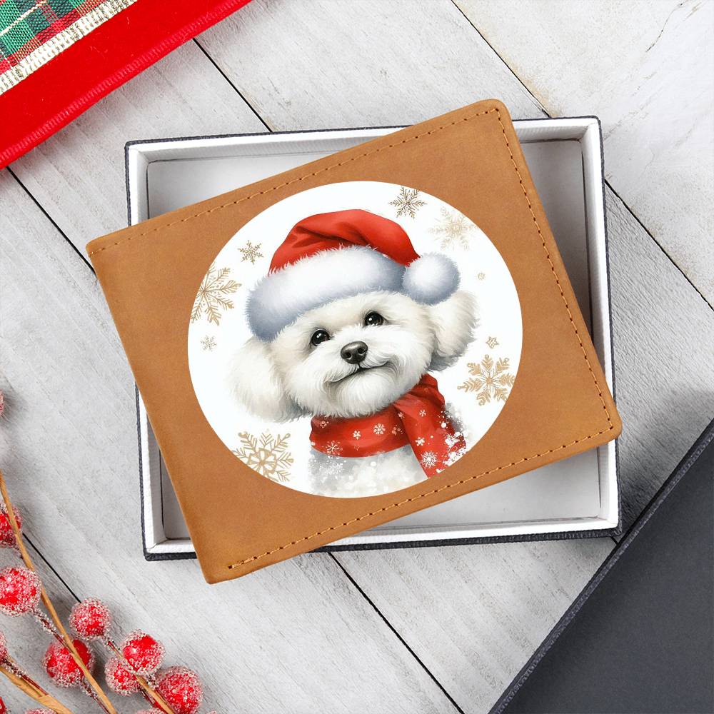 Christmas Dog - Bichon Frise - Leather Wallet