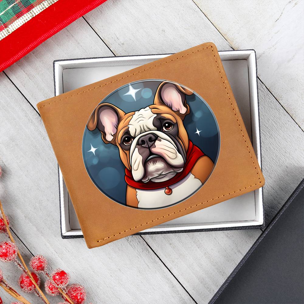 Dog Stained Glass Christmas Design 017 - Leather Wallet