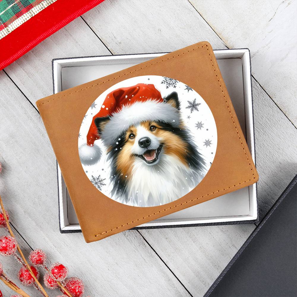 Christmas Dog - Icelandic Sheepdog - Leather Wallet