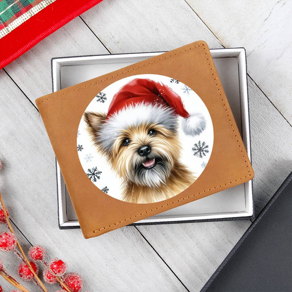 Christmas Dog - Norwich Terrier - Leather Wallet