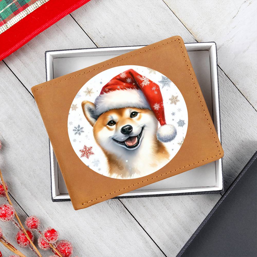 Christmas Dog - Shiba Inu - Leather Wallet