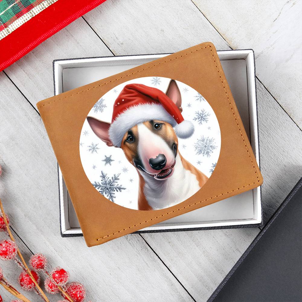 Christmas Dog - Miniature Bull Terrier - Leather Wallet