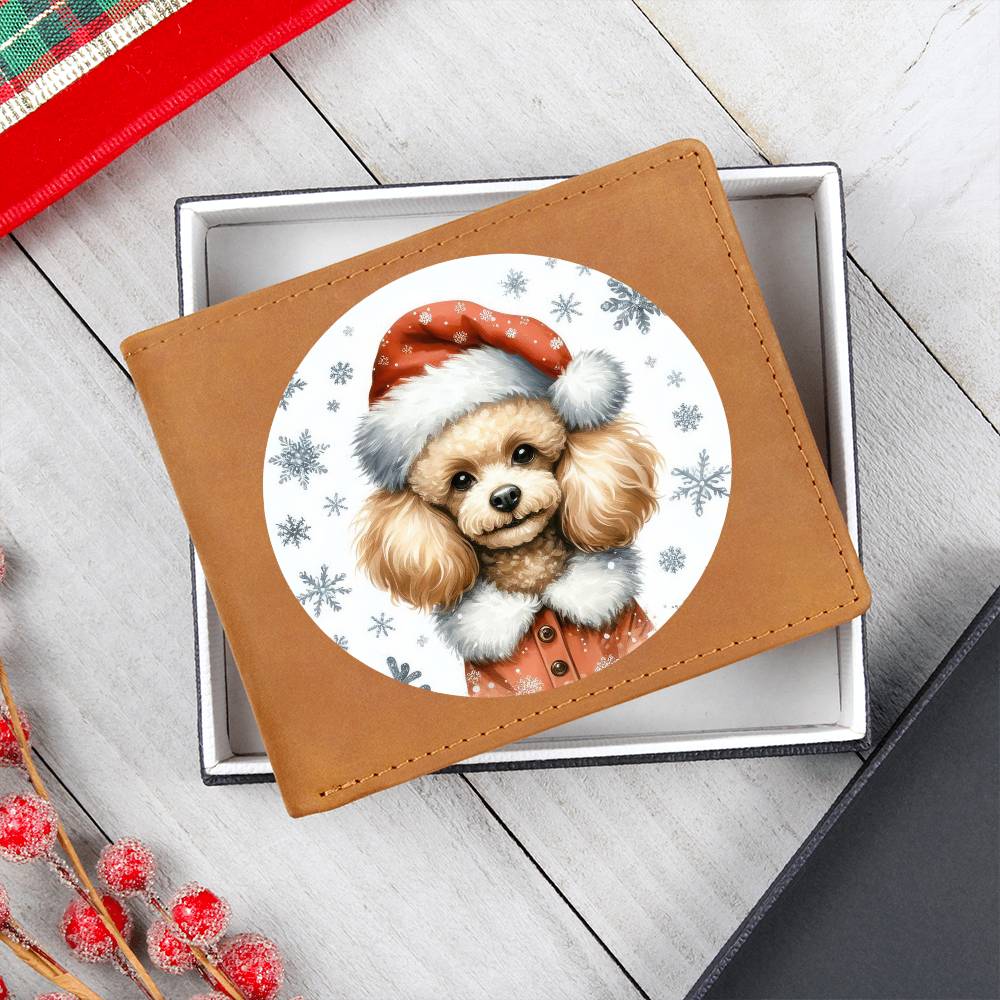 Christmas Dog - Toy Poodle - Leather Wallet