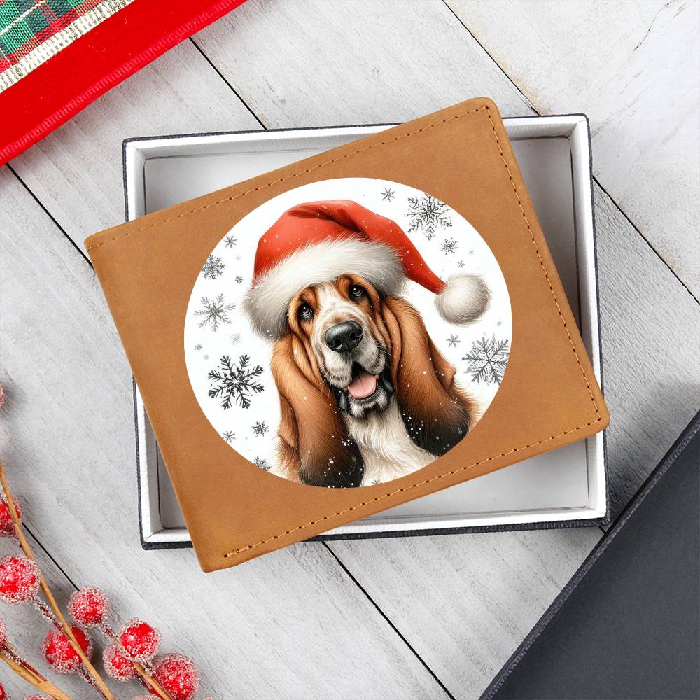 Christmas Dog - Grand Basset Griffon Vendeen - Leather Wallet