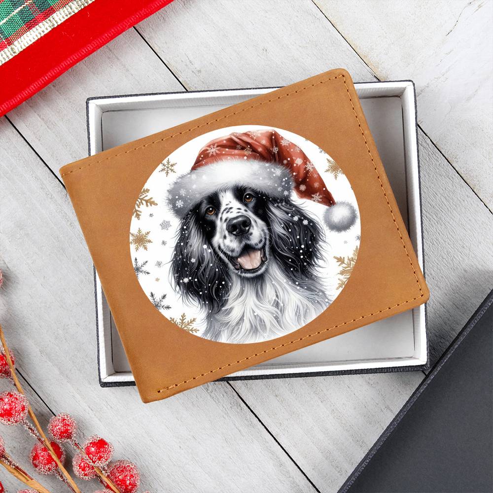 Christmas Dog - English Setter - Leather Wallet