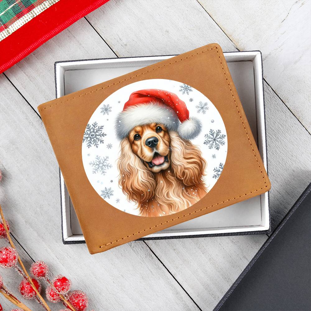 Christmas Dog - English Cocker Spaniel - Leather Wallet