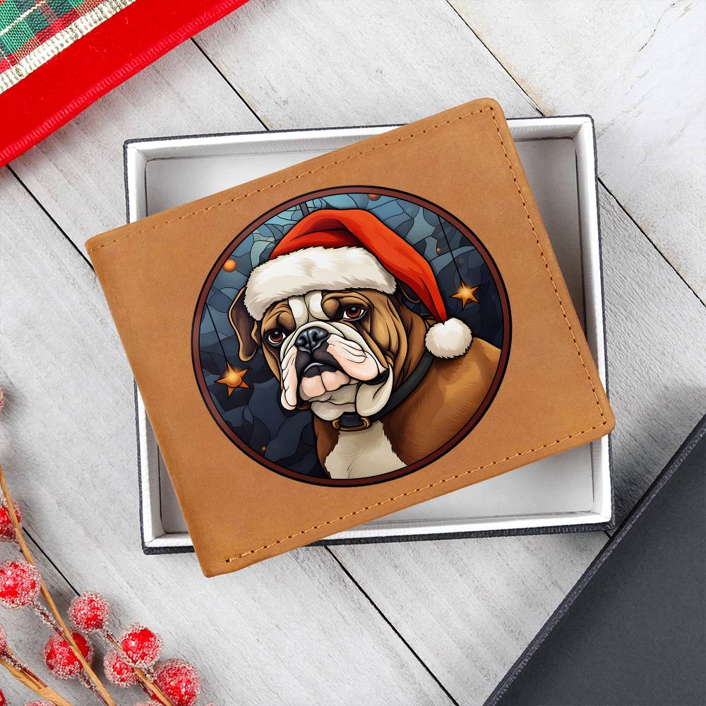 Dog Stained Glass Christmas Design 020 - Leather Wallet