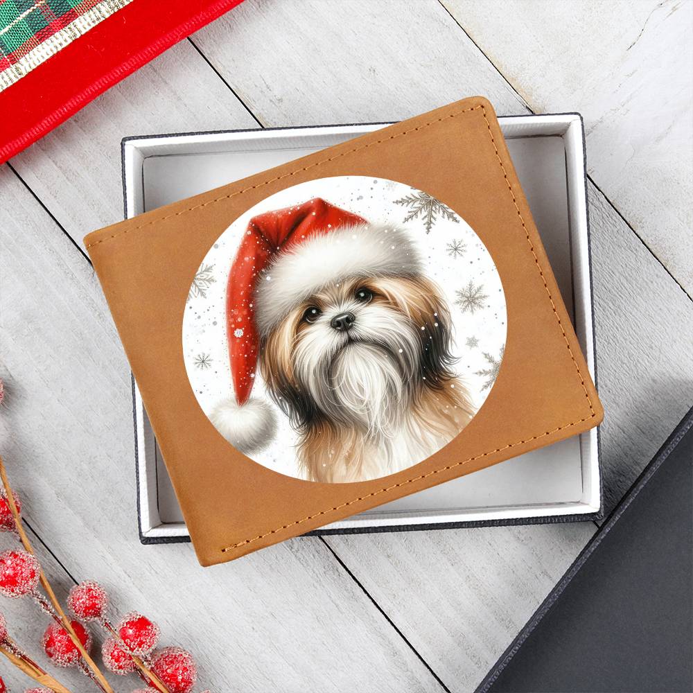 Christmas Dog - Lhasa Apso - Leather Wallet