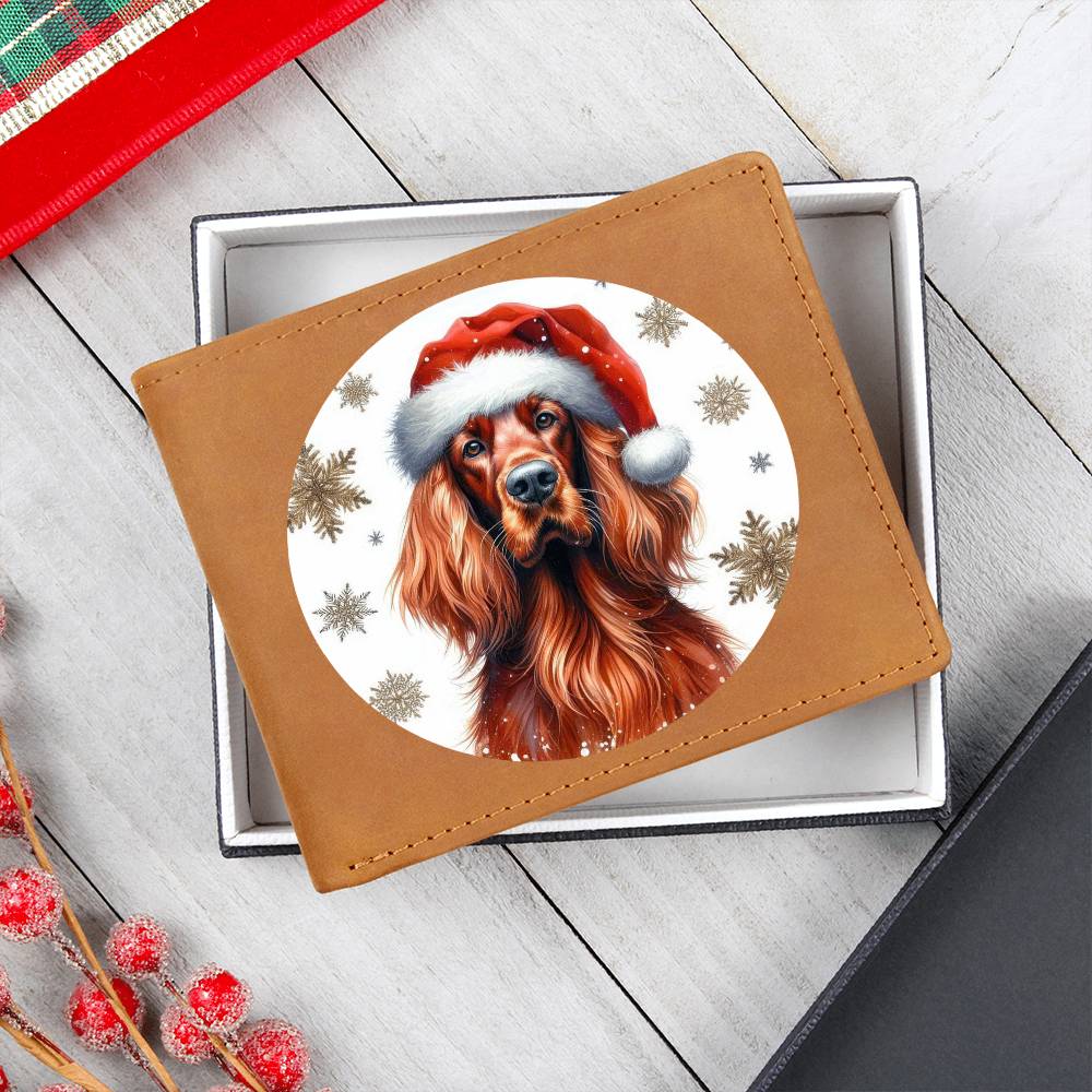 Christmas Dog - Irish Setter - Leather Wallet