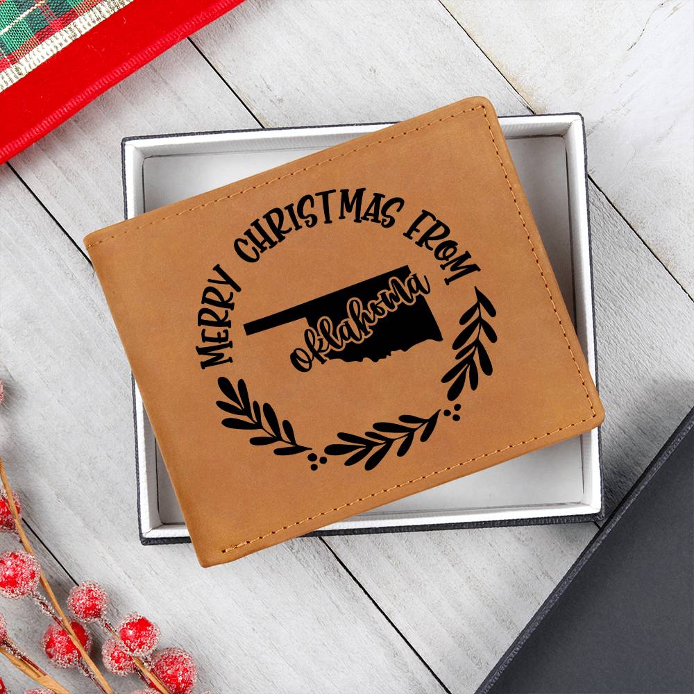 Merry Christmas From Oklahoma - Leather Wallet