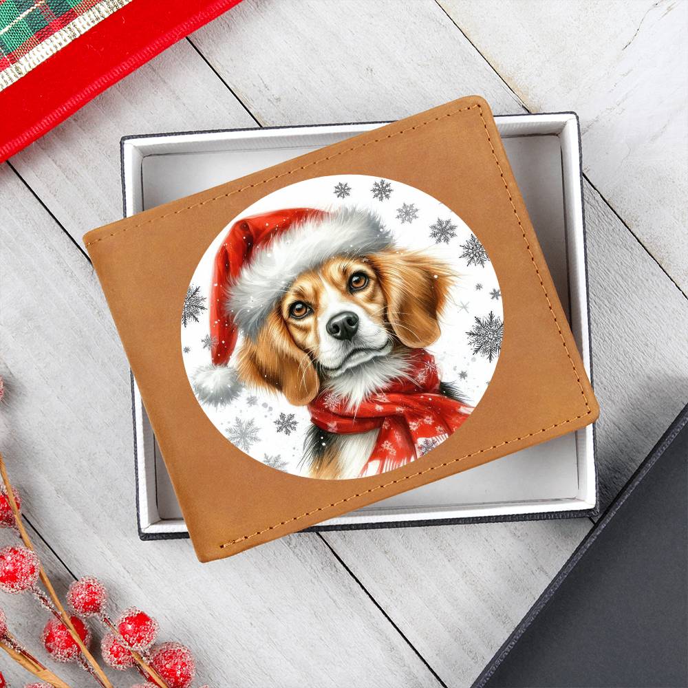 Christmas Dog - Harrier - Leather Wallet