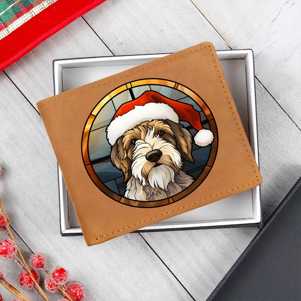 Dog Stained Glass Christmas Design 019 - Leather Wallet
